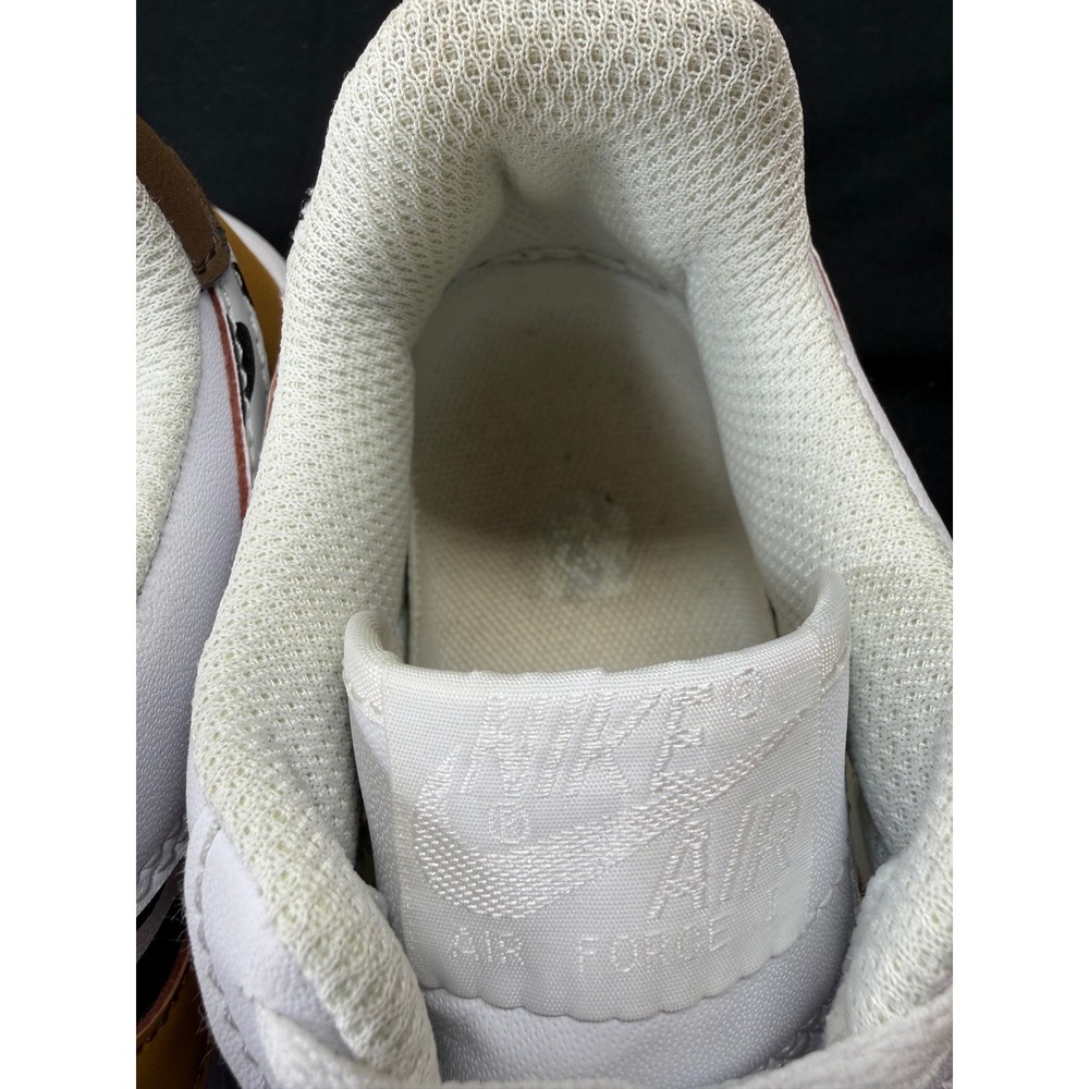 Nike Air Force 1 Low Animal Cow Print White Mustard Yellow Sneakers Womens 7.5 - Picture 7 of 16